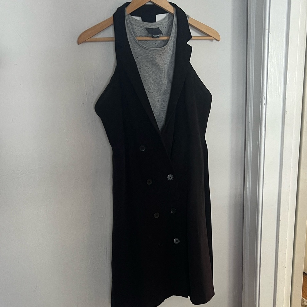 Maeve Black Double-Breasted Midi Vest Dress